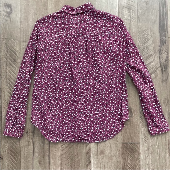 EUC Maeve x Anthro Calico Floral Button Down Wine in Size Sz 0 - Picture 4 of 13